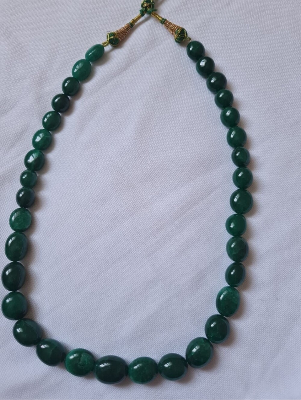 Green Emerald  Bead Strand Necklace, Natural Stone
